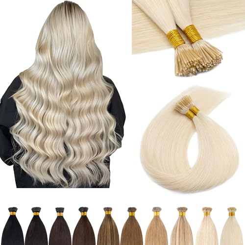 SEGO I Tip Fusion Hair Extensions Real Human Hair Keratin Pre Bonded MicroBeads Tip Hair Balayage Natural Silky Straight Extensions 100 Strands 50g/Pack -22 Inch Medium Brown&Dark Blonde