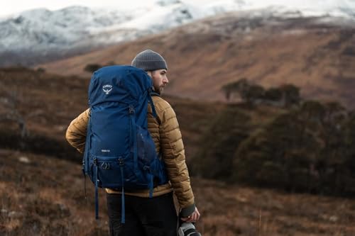 Osprey Rook 50L Men's Backpacking Backpack, Astology Blue/Blue Flame
