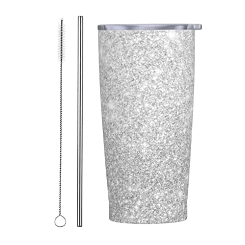 20 Oz Stainless Steel Vacuum Insulated Tumbler With Lid And Straw,Vacuum Insulated Water Bottle For Home, Office Or Car-Rose Gold Pink Glitter