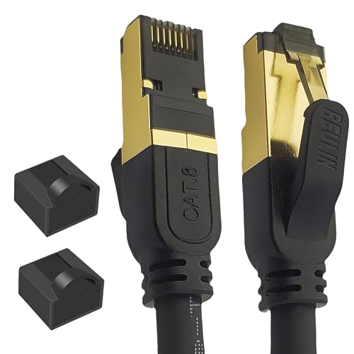 Reulin Ethernet Cable Plug and Play, Cat8 LAN Cable, TP,40G-2GHz RJ45 Network Cable to Link Modem Router Hub with Smart Tv, Ethernet Splitter, Gigabit Switch, Gaming for Home and Office (8,2 Ft)