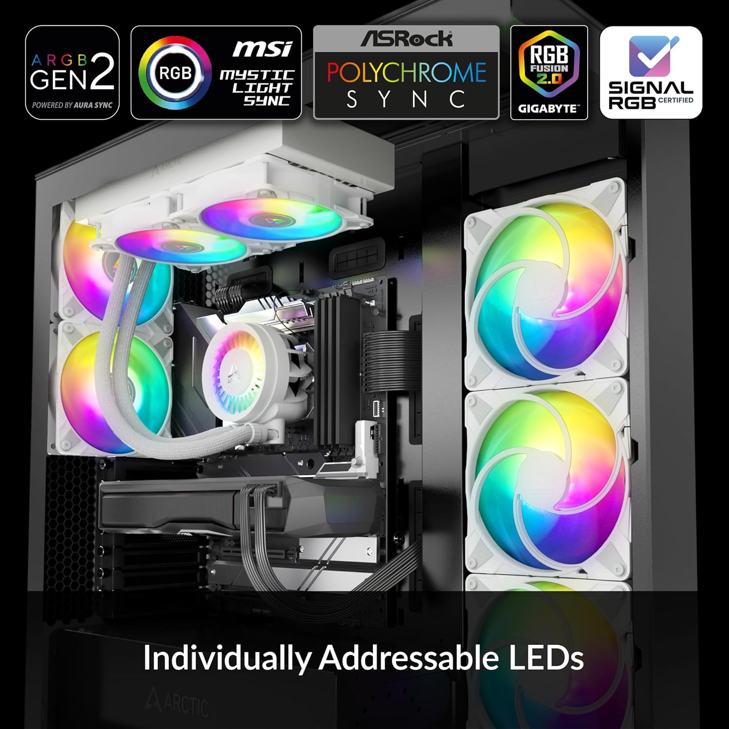 ARCTIC Liquid Freezer III 240 A-RGB - CPU AIO Water Cooler, Water Cooling PC, Intel & AMD, Efficient PWM-Controlled Pump, Fan: 200–2000 RPM, LGA1851 and LGA1700 Contact Frame - White