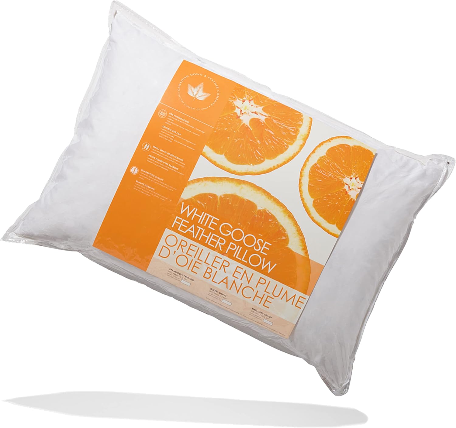 Canadian Down & Feather Co. - 2 Pack Soft Support White Goose Feather Pillow King Size - 255 TC Shell 100% Cotton - Filled in Canada