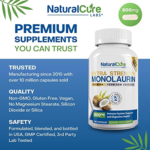 Extra Strength Monolaurin 800mg, 100 capsules, 33% MORE