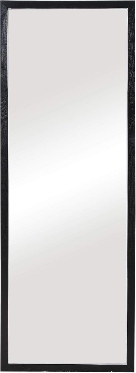 MY SWANKY HOME Matte Black Wood Classic Wall Mirror Tall Full Length Silver Modern Minimalist