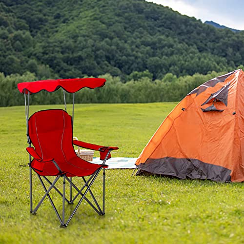 Camp Chair with with Retractable UPF 50+ Shade Canopy, Portable Camping Lounge Chair Lawn Chairs for Hiking Travel Beach Fishing