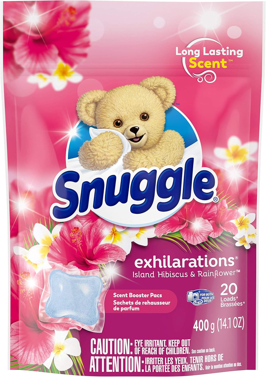 Snuggle Exhilarations In Wash Laundry Scent Booster Pacs, Island Hibiscus and Rainflower, 20 Count