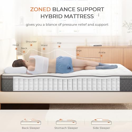 Sweetnight Full Size Mattress - 10 Inch Full Hybrid Mattress, Full Bed Mattress with Pocketed Coils for Comfort Sleep and Balanced Support