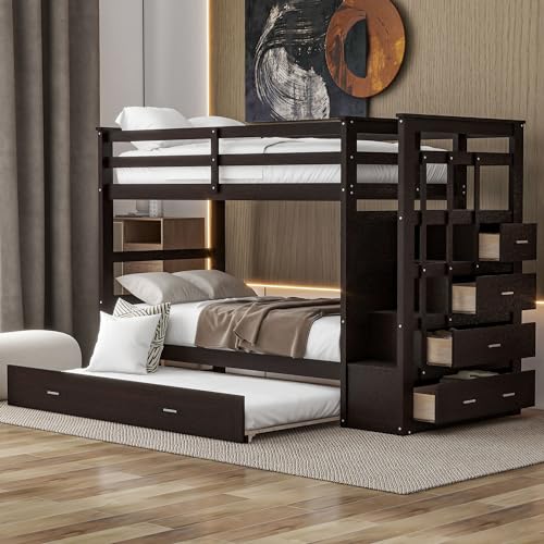 Full Size Loft Bed with Built-in Desk and Two Drawers,Multifunctional Solid Wood Bedroom Bed Frame w/Storage Shelves,Easy Assembly,for Kids Adult Boy Girl Teen,White