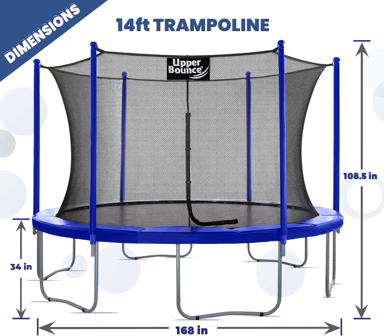 Machrus Upper Bounce Trampoline 7.5FT 9FT 10FT 12FT 14FT 15FT 16FT, Recreational Trampolines with Enclosure- ASTM Approved- Outdoor Trampoline for Kids and Adults with Safety Net and Spring Padding