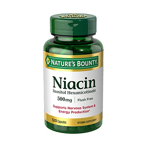 Nature's Bounty Flush Free Niacin 500 Mg, 240 Capsules (2 X 120 Count Bottles)