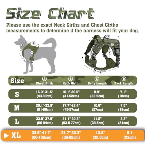 rabbitgoo Dog Harness No Pull, Military Dog Harness for Large Dogs with Handle & Molle, Easy Control Service Dog Vest Harness Training Walking, Adjustable Reflective Tactical Pet Harness, Brown, XL