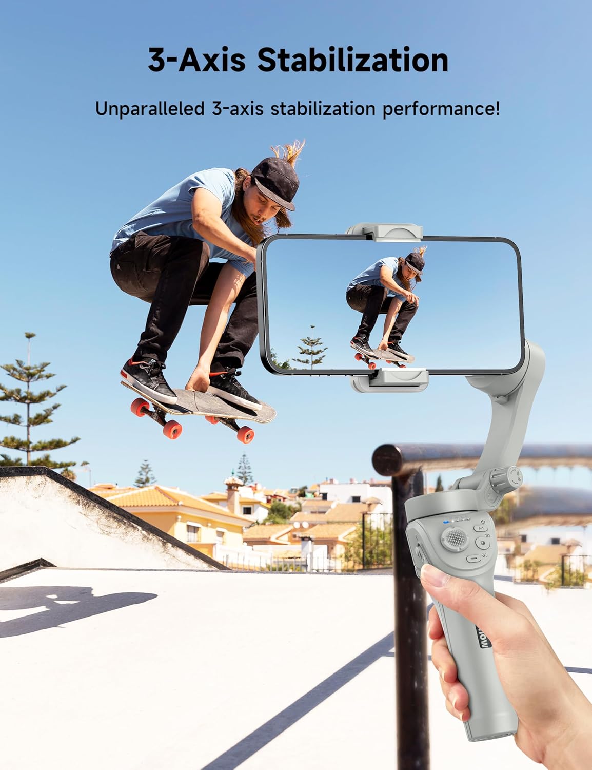 Gimbal Stabilizer for Smartphones, 3-Axis Phone Gimbal, Intelligent Gimbal with Face/Object Tracking, Portable and Foldable, Vlogging Stabilizer for Android and iPhone 15 14 13 12, YouTube TikTok