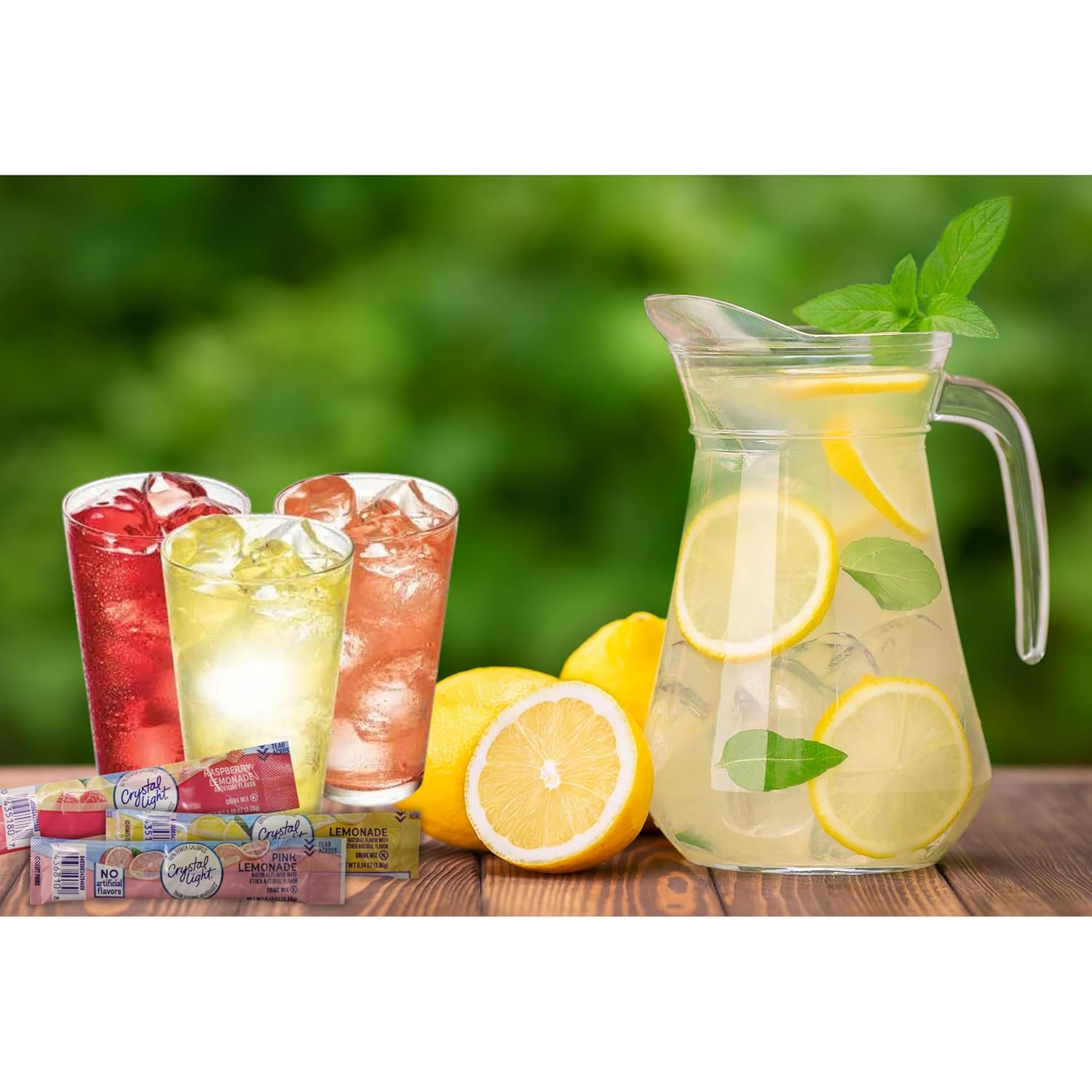 Crystal Light Lemonade mix Variety pack - 30 sticks Crystal light packets, 3 Flavors Lemonade Powder drink mix Packets (Raspberry-Lemonade, Pink-Lemonade and Original Lemonade) with drink pouch and straw by GhosTriseS