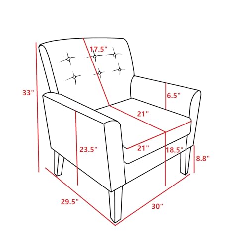 Fabric Accent Chair for Living Room, Bedroom Button Tufted Upholstered Armchair with Scooped Arms for Bedroom,Apartment,Studio,Office,Waiting Room (Beige)