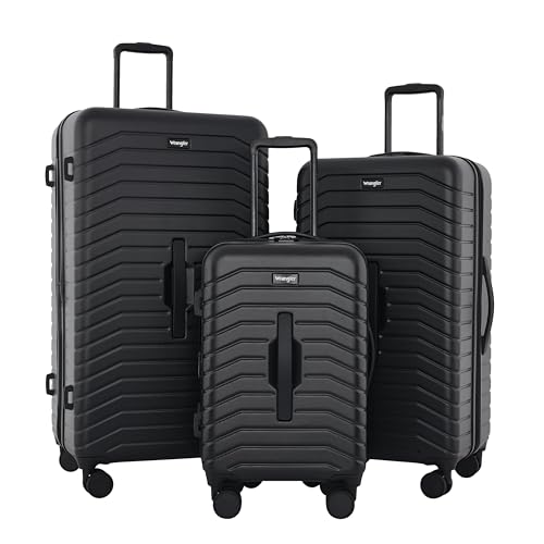 Wrangler Trunk Spinner Set, Black, 2 Luggage & 2 Packing Cubes