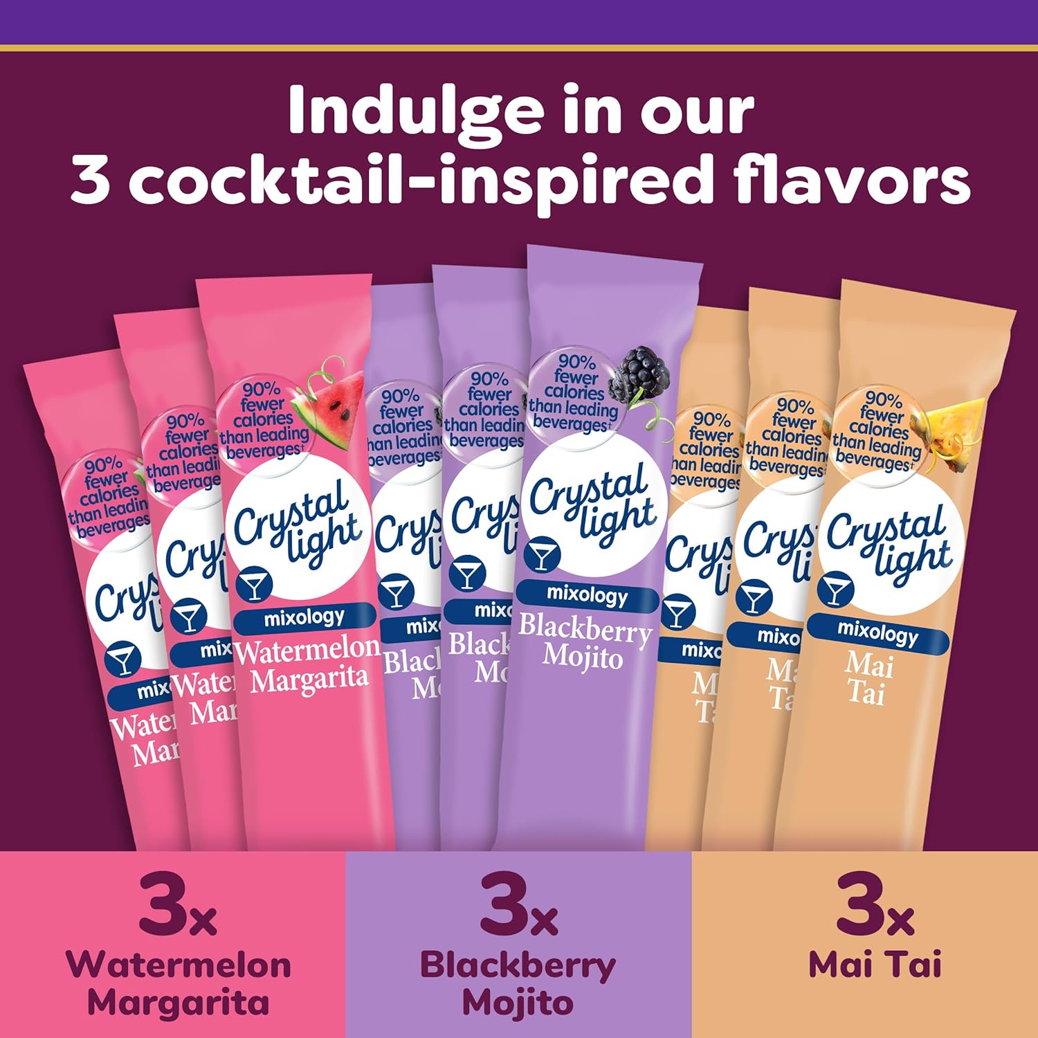 Crystal Light Mixology Variety Pack Powdered Drink Mix, 14 oz Packets, 9 per Box