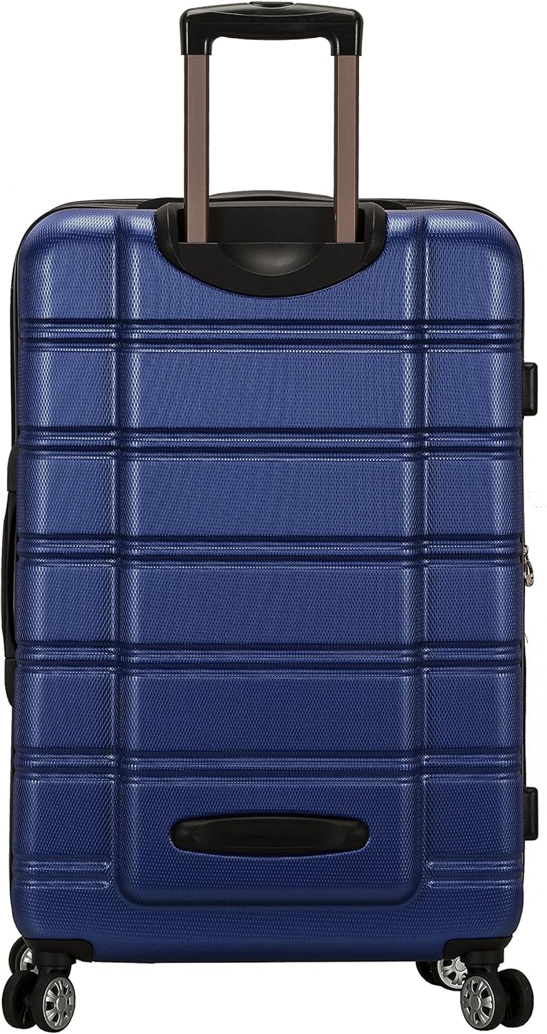 Rockland Melbourne Hardside Expandable Spinner Wheel Luggage, BLUE, Checked Large 28