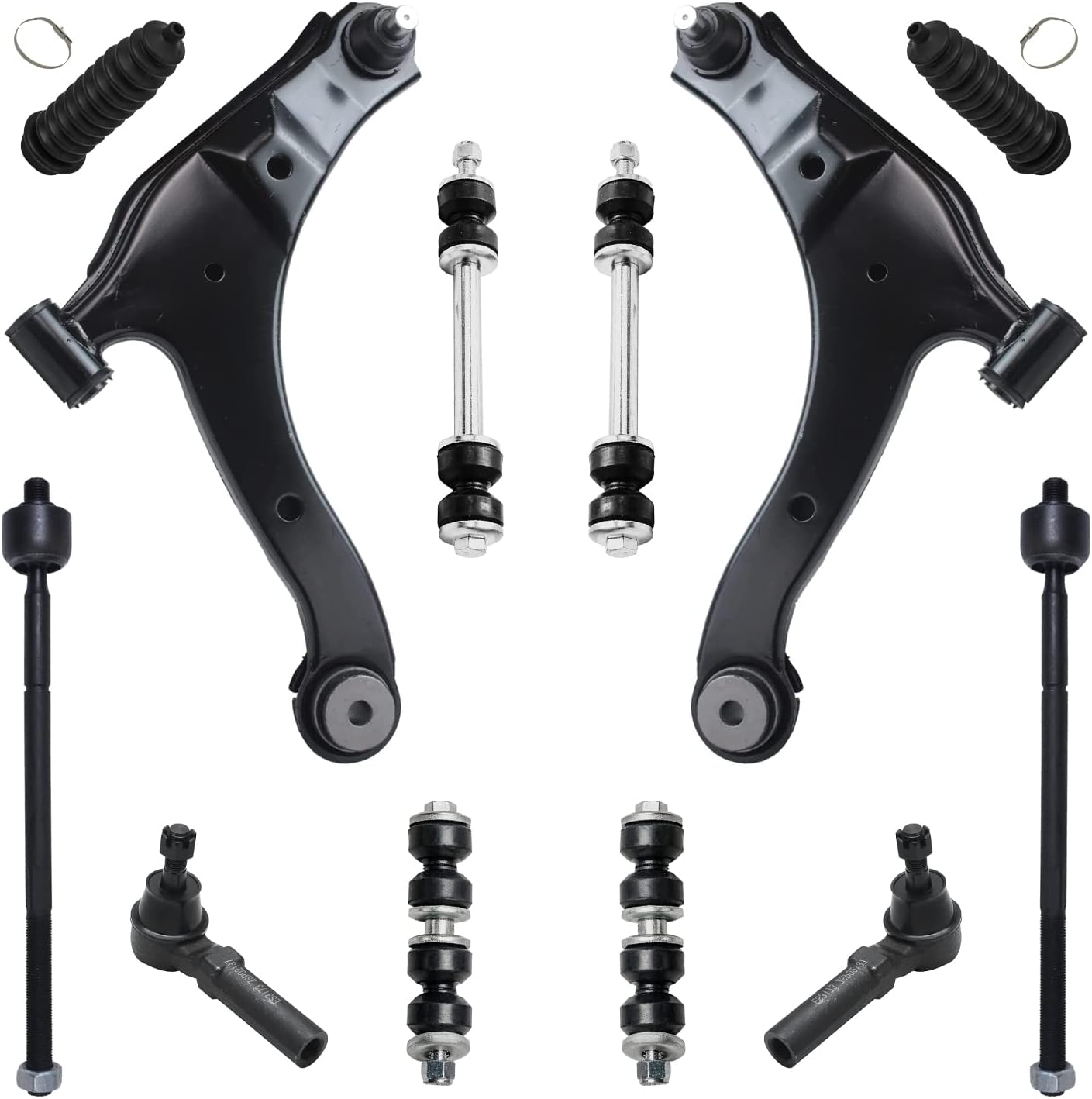 Detroit Axle - Front Lower Control Arms w/Ball Joints Inner Outer Tie Rods Rear Sway Bar Links Replacement for Dodge Plymouth Neon - 12pc Set