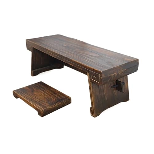 End Table, Old Style Low Table Chinese Style Bench, Tea Table Balcony Windowsill Cocktail Table Wooden Furniture,Side Table for Couch or Sofa(Size:Natural Color) (One Color Walnut Color)