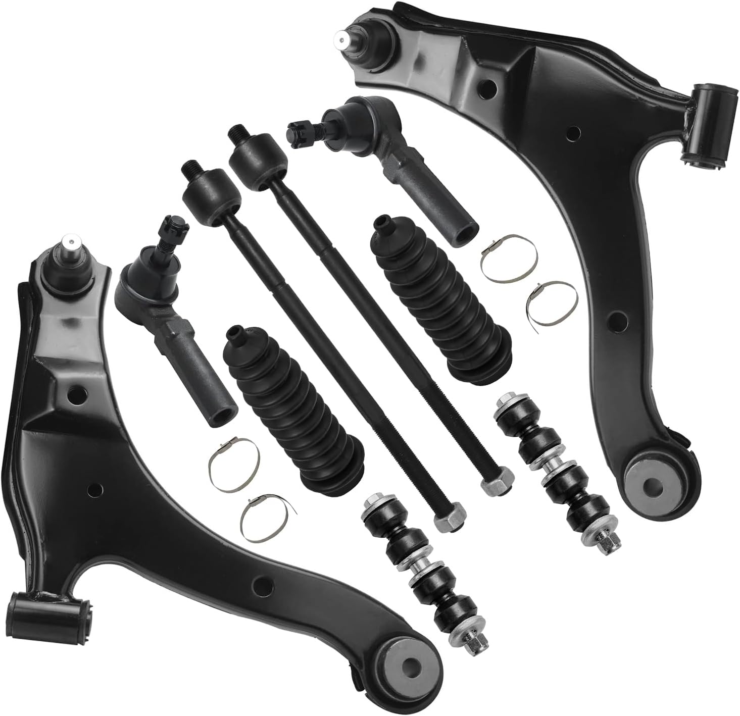 Detroit Axle - Front 10pc Control Arms Kit for 00-03 Dodge Neon, 2003 SX 2.0, 00-01 Plymouth Neon, 2 Lower Control Arms w/Ball Joints 4 Tie Rods 2 Sway Bars 2 Boots 2000 2001 2002 2003 Replacement