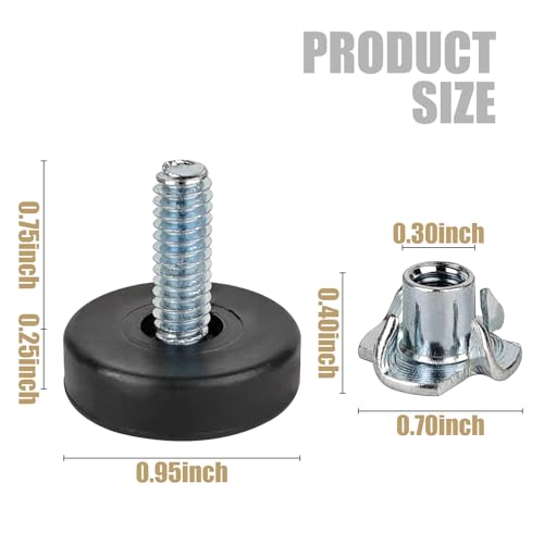 8 Pcs 1/4” Adjustable Leveling feet Furniture Leveler with Threaded Rotary Screw Adjustable Table and Chair LevelerSuitable for Table Legs Furniture Foot cabinets Sofas