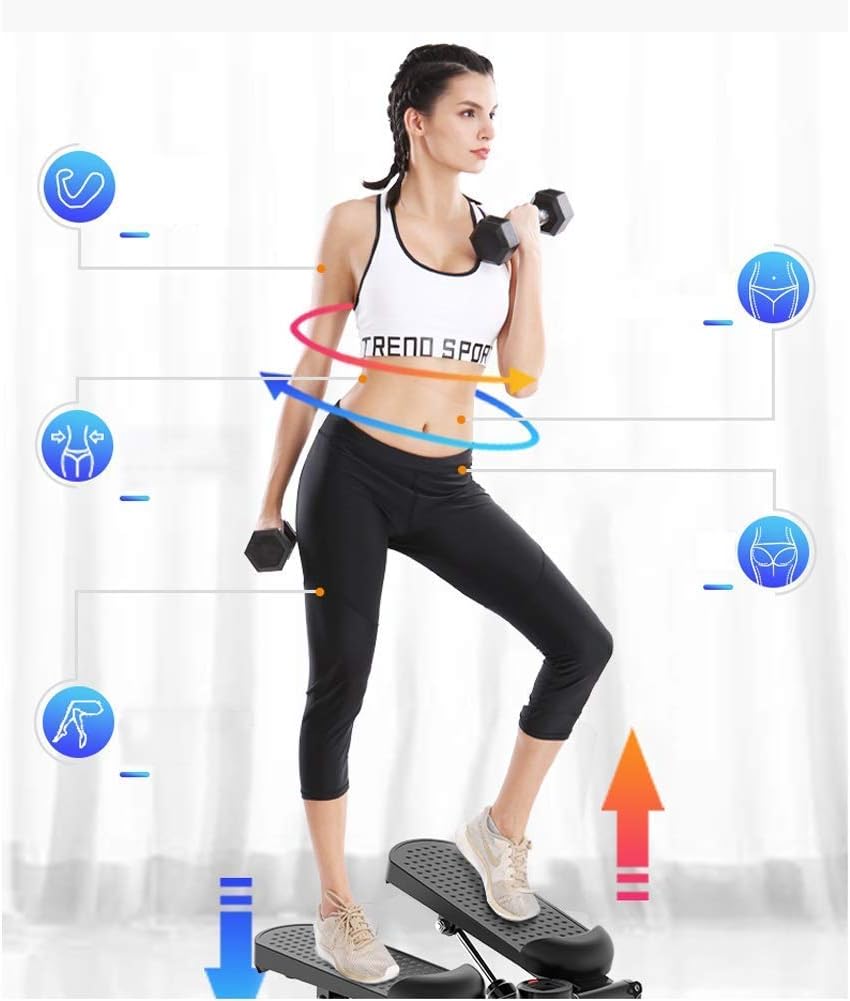 Mini Hydraulic Stepper,Men and Women Stepper Cardio Exercise Trainer,Monitor and Resistance Bands Stepper Exercises Equipment,Tone Your Buttocks,Legs,Thighs,Waist & More