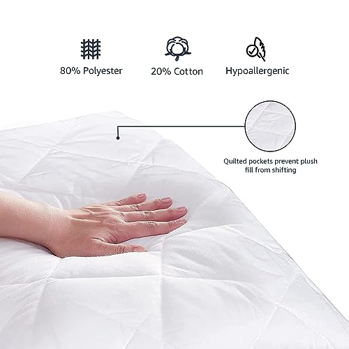 Amazon Basics Hypoallergenic Quilted Mattress Topper Pad, 18 Inches Deep, Twin XL, White