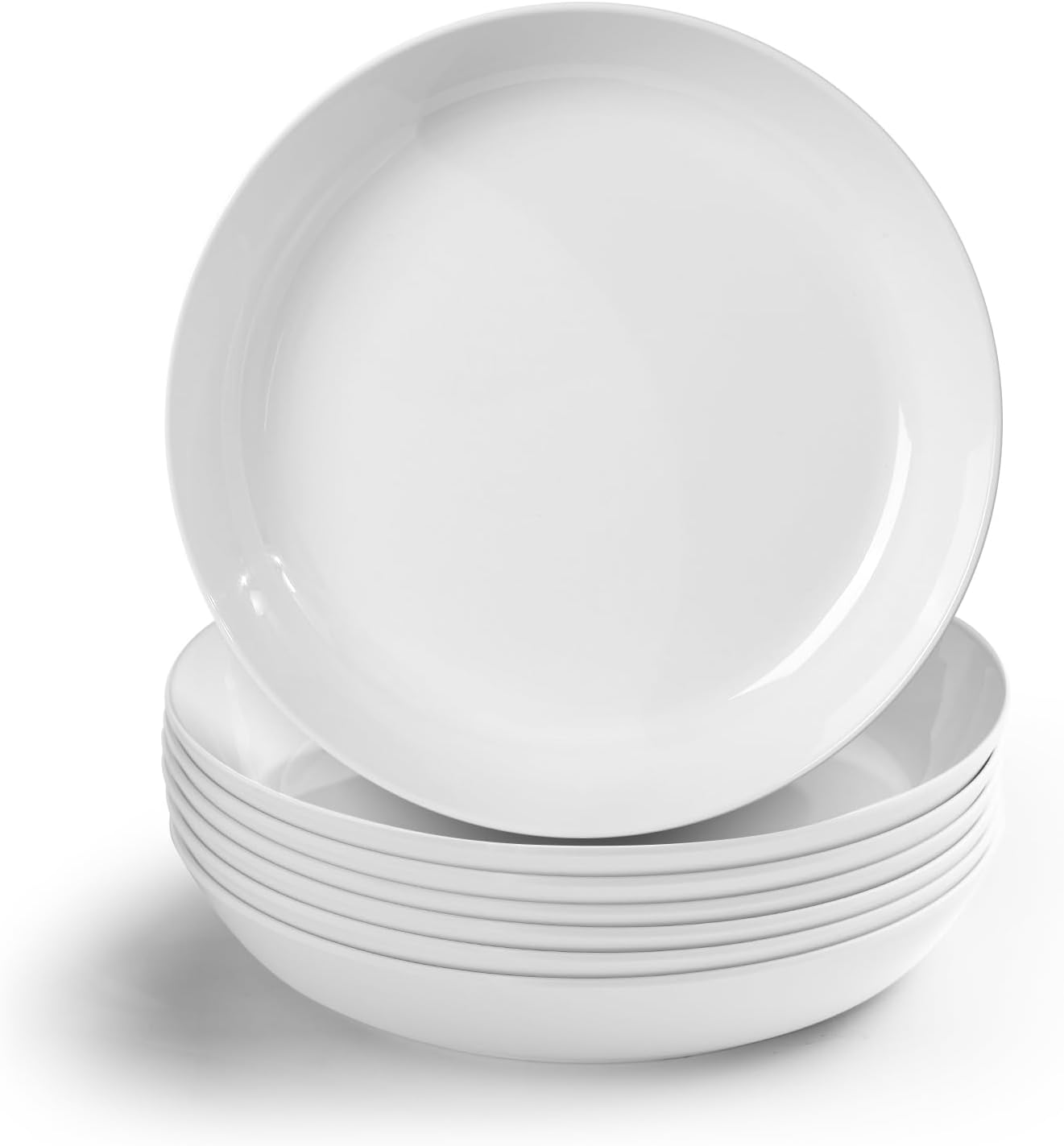 Melamine salad Bowls Set - 46 oz/10 inch 100% Melamine Soup/Salad Bowls | set of 6, White， BPA Free,snack