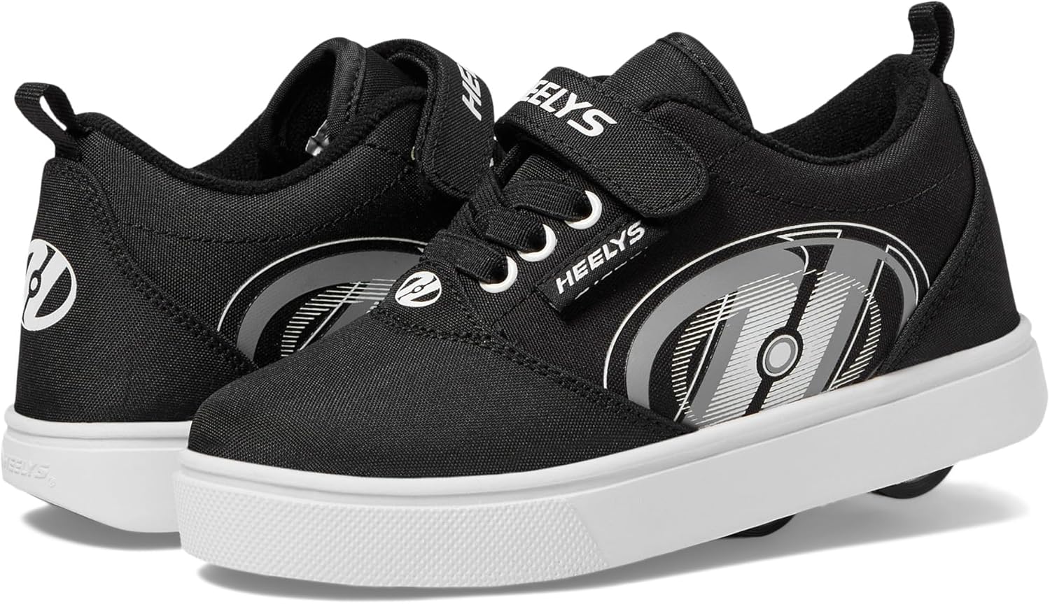 Heelys Pro 20 X2 (Little Big Kid/Adult) Wheeled Heel Shoe, Black/Grey/White, 12 US Unisex