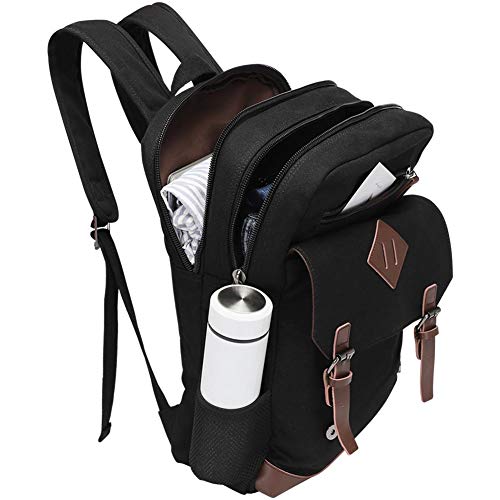 Canvas Backpack for Men Women, Vintage Rucksack Fits Most 15.6 Inch Laptop, Bookbag with USB Charging Port, Brown
