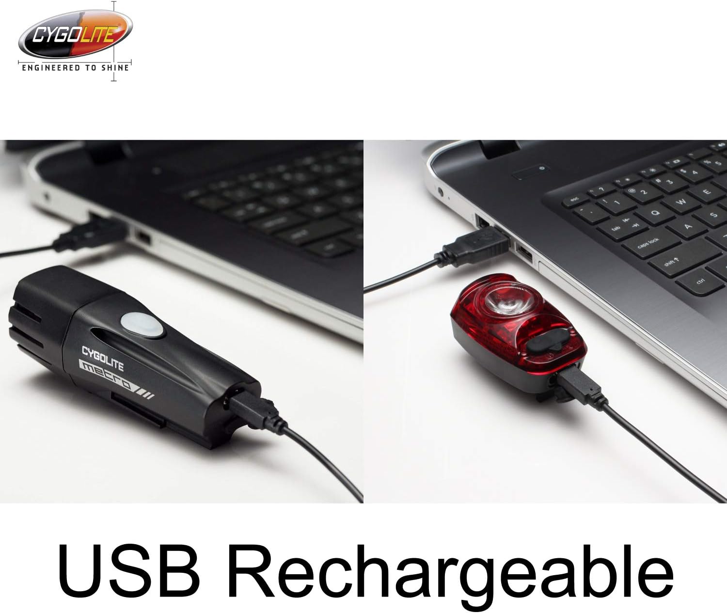 Cygolite Metro 700 Lumen Headlight and Hotshot 100 Lumen Tail Light USB Rechargeable Bike Light Combo Set , Black / Red