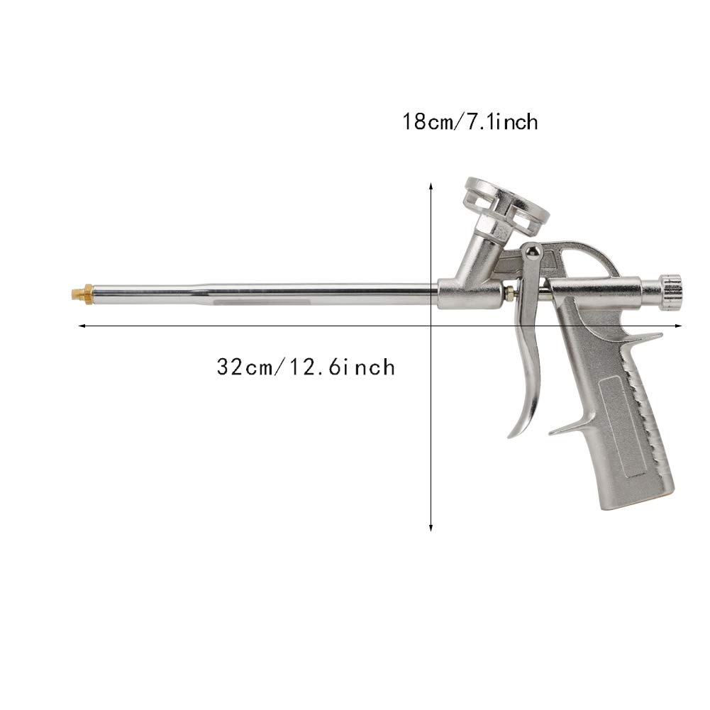 Spray Foam Gun, Pu Expanding Foaming Gun Metal Body Heavy Duty Grade Expanding Spray Gun Sealant Dispensing PU Insulating Applicator Tool for Caulking, Filling, Sealing, Home