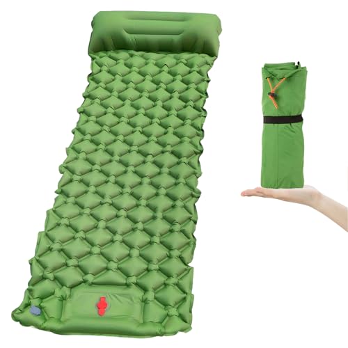Keweis Sleeping Pad for Camping, Ultralight Inflatable Camping Mat with Pillow, Built-in Foot Pump, Portable Compact Sleeping Pads for Camping, Backpacking, Hiking