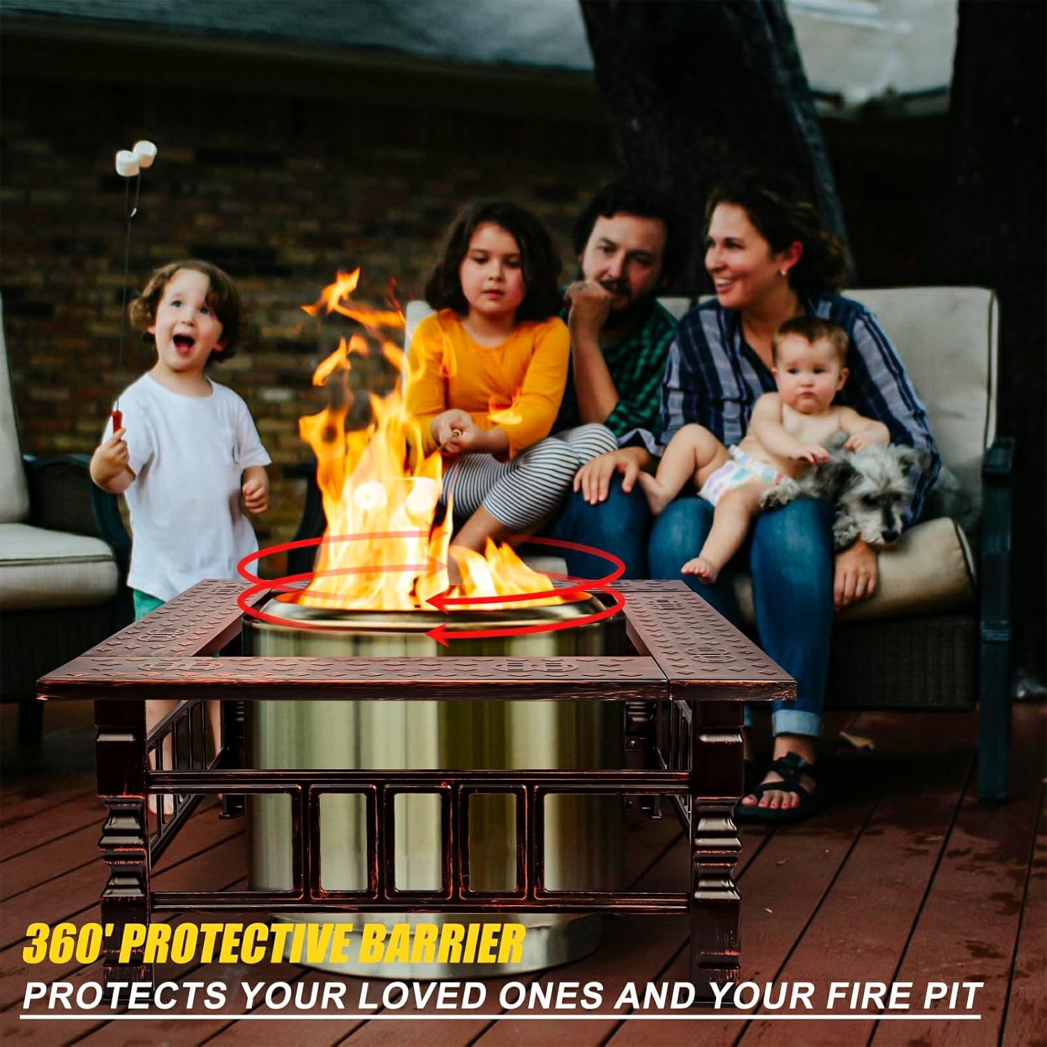 Uniflasy Fire Pit Surround Tabletop for Solo Stove Bonfire and Ranger Wood Burning, Powder-Coated Steel Surround Tabletop, Large Space Fire Pit Stand, Outdoor Wood Burning Solo Stove Accessories