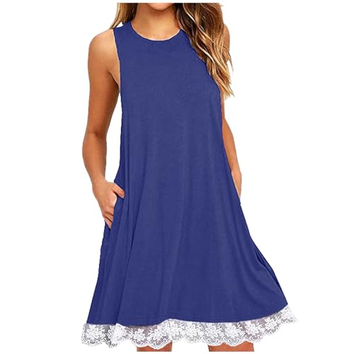 Summer Dresses for Women 2024, Loose Casual Sleeveless Sundress, Flowy Beach Tank Dress with Pocket