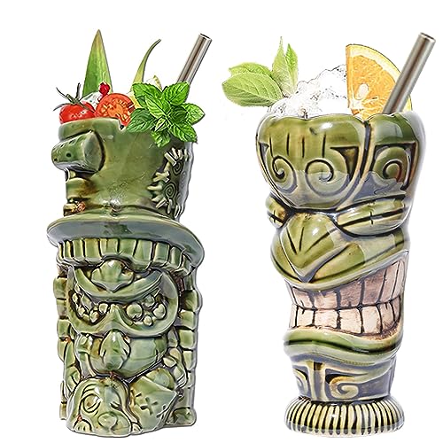 Tikis Orangutan Mug Ceramic Tiki Style Tumblers Cup Large Lovely Novelty Cocktail Mugs Tiki Glasses Cups Hawiian Luau Party Tropical Exotic 520ml / 18oz