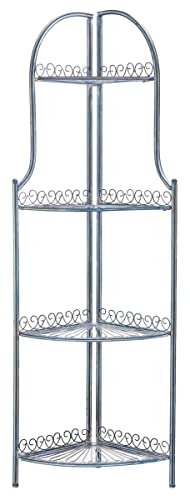 SAFAVIEH Outdoor Collection Abarrane Victorian Antique Dark Green Wrought Iron 4-Tier Corner Shelf