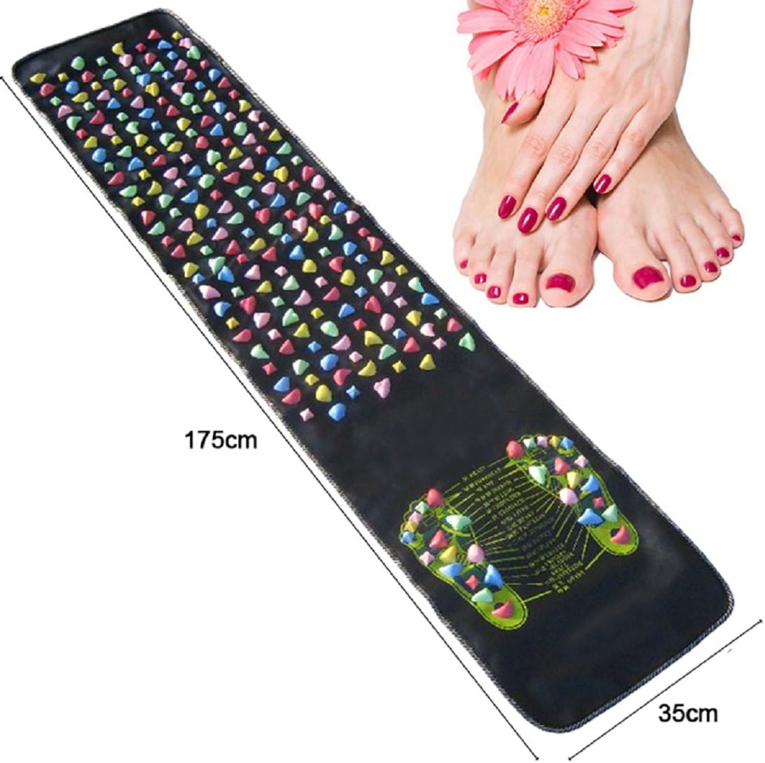Foot Massage Stone Mat，Reflexology Walk Stone Foot Leg Pain Relieve Relief Walk Massager Mat,Acupoint Mat for Acupressure Relaxes The Nerve Ache Ease Tiredness of The Muscle（68.89in*13.8in