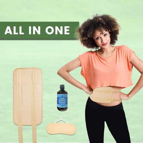 Premium Castor Oil Pack Wrap - Organic Castor Oil Packs for Liver Detox, Fibroids, Stomach - Reusable, Washable Organic Cotton Flannel Castor Oil Wrap Kit with Adjustable Strap (Castor Oil Included)