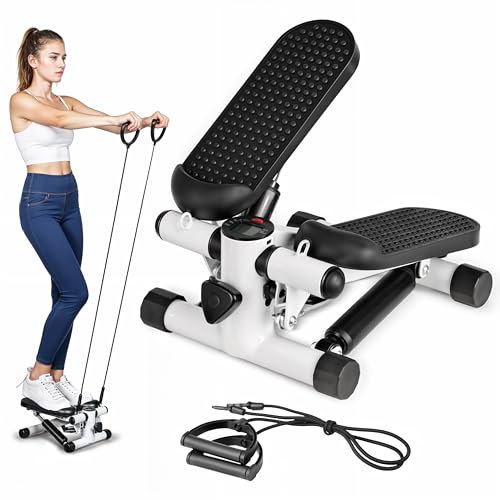 Mini Stepper with Resistance Band, Stair Stepping Fitness Exercise Home Workout Equipment