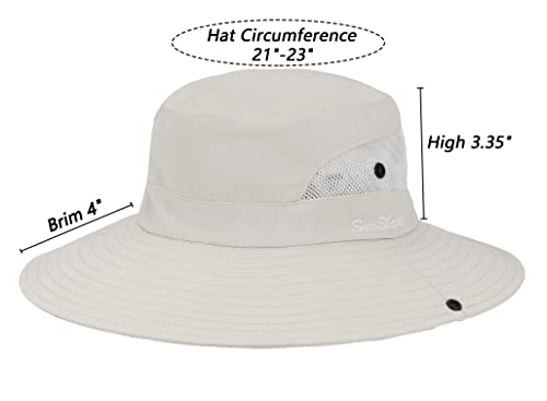 Womens Summer Sun-Hat Outdoor UV Protection Fishing Hat Wide Brim Foldable-Beach-Bucket-Hat with Ponytail-Hole