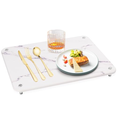 Stone Dish Drying Mat, Marble Dish Drying Mat for Kitchen Counter, Diatomaceous Earth Dish Drying Stone Mat, Quick Drying Absorbent Dish Mat with 4 Non-slip Legs (15.7