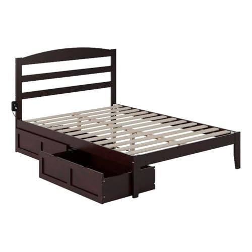 AFI Warren Twin XL Size Platform Bed with Storage and Charging Station in White