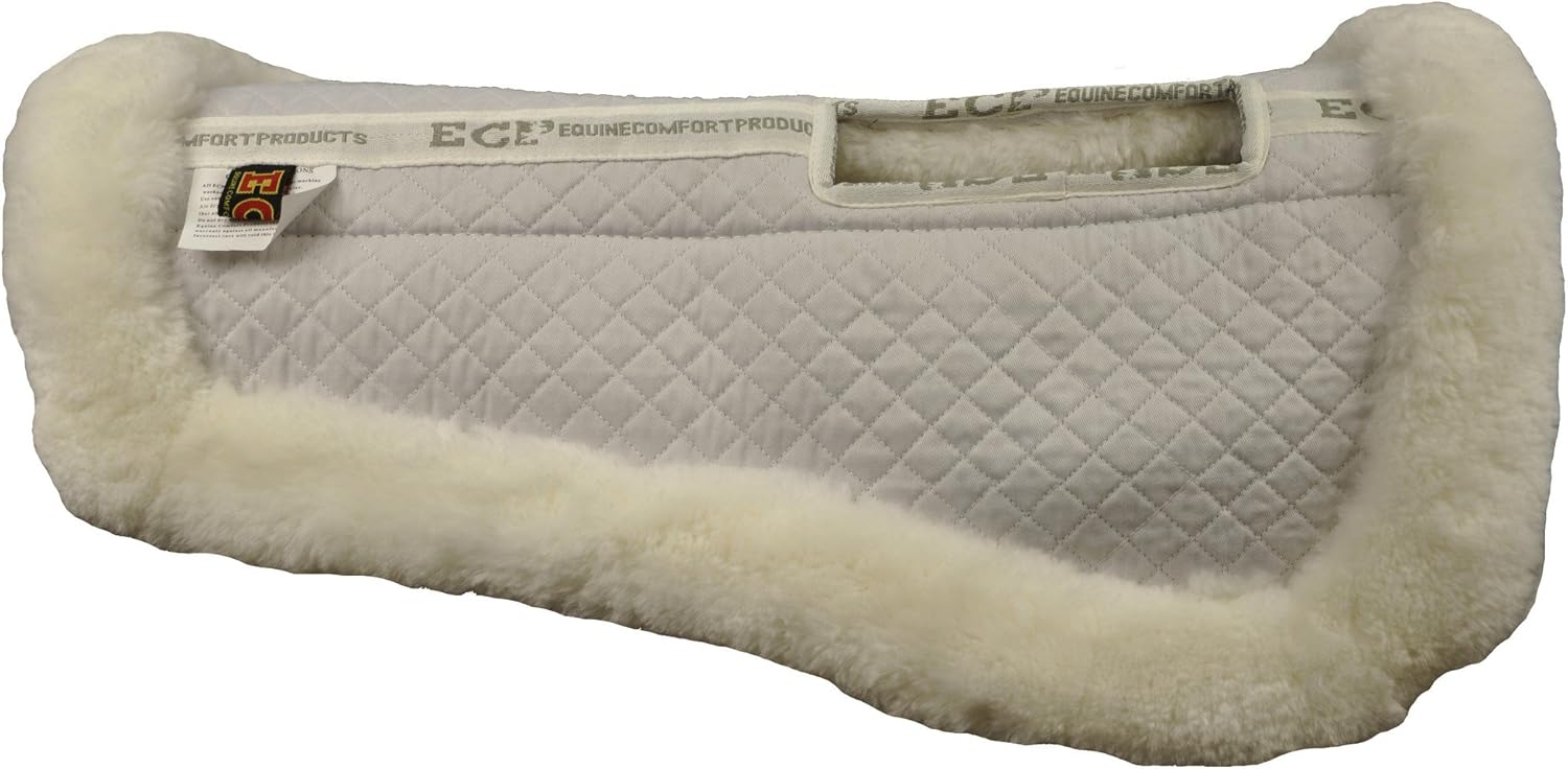 ECP Equine Comfort Products Sheepskin Wither Relief Half Saddle Pad (Large, White)