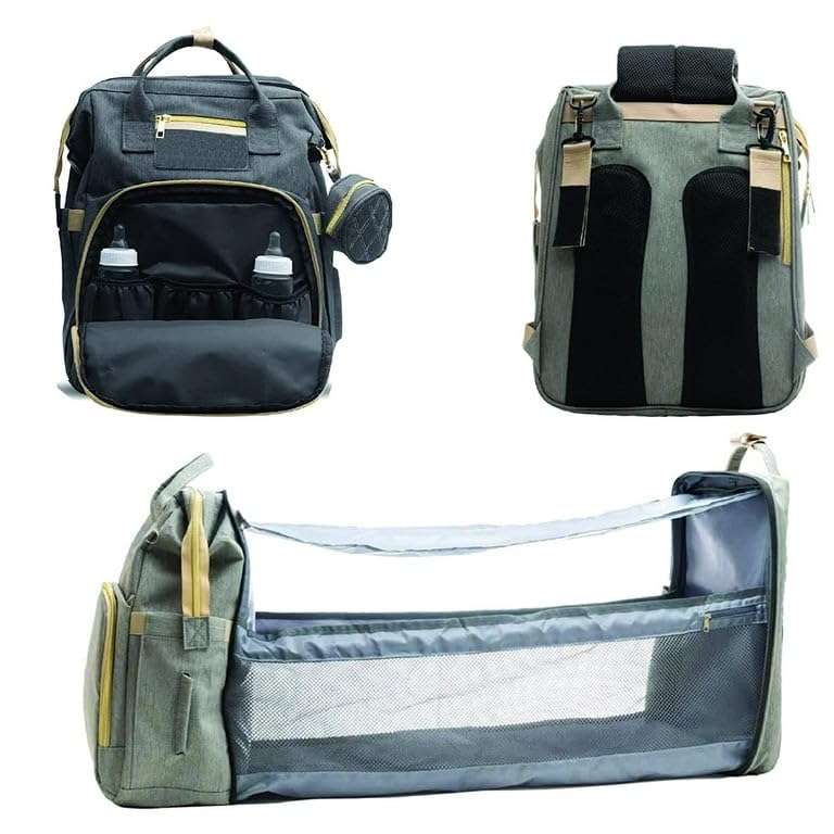 Diaper Bag Backpack with Changing Station Waterproof Baby Bag with USB Charging Port and Shade Cloth.