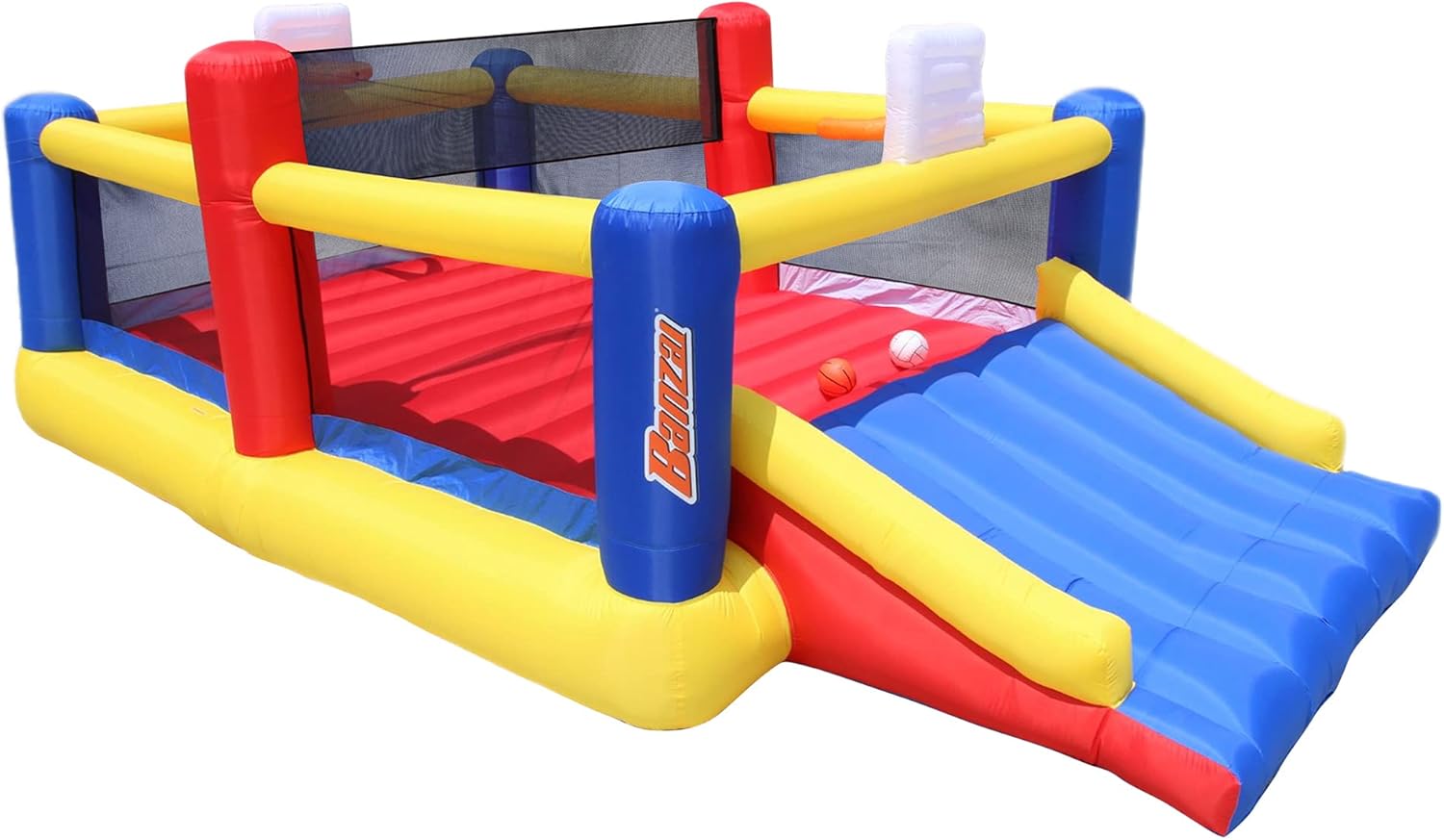 Banzai Sports Zone Bounce Arena: Inflatable Bouncer - Basketball and Volleyball, Motor Air Blower, (17ft 4in L x 10ft W x 6ft H), Ages 3+