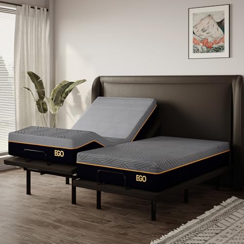 Adjustable Bed Frame Queen and 12 inch Memory Foam Mattress, Adjustable Legs Wireless Remote Independent Head and Foot Incline Electric Foldable Metal Bed Base Queen Size