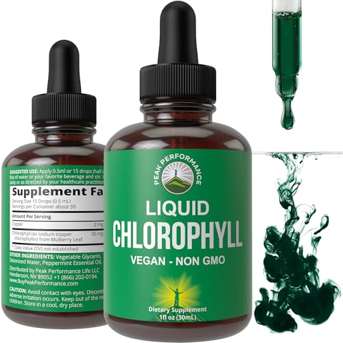 Chlorophyll Liquid Drops - Vegan, Non-GMO, Gluten Free Liquid Chlorophyll Drops for Water. Supplement for Energy, Skin Care, Immune + Digestive Support, Natural Deodorant. All Natural USA Sourced