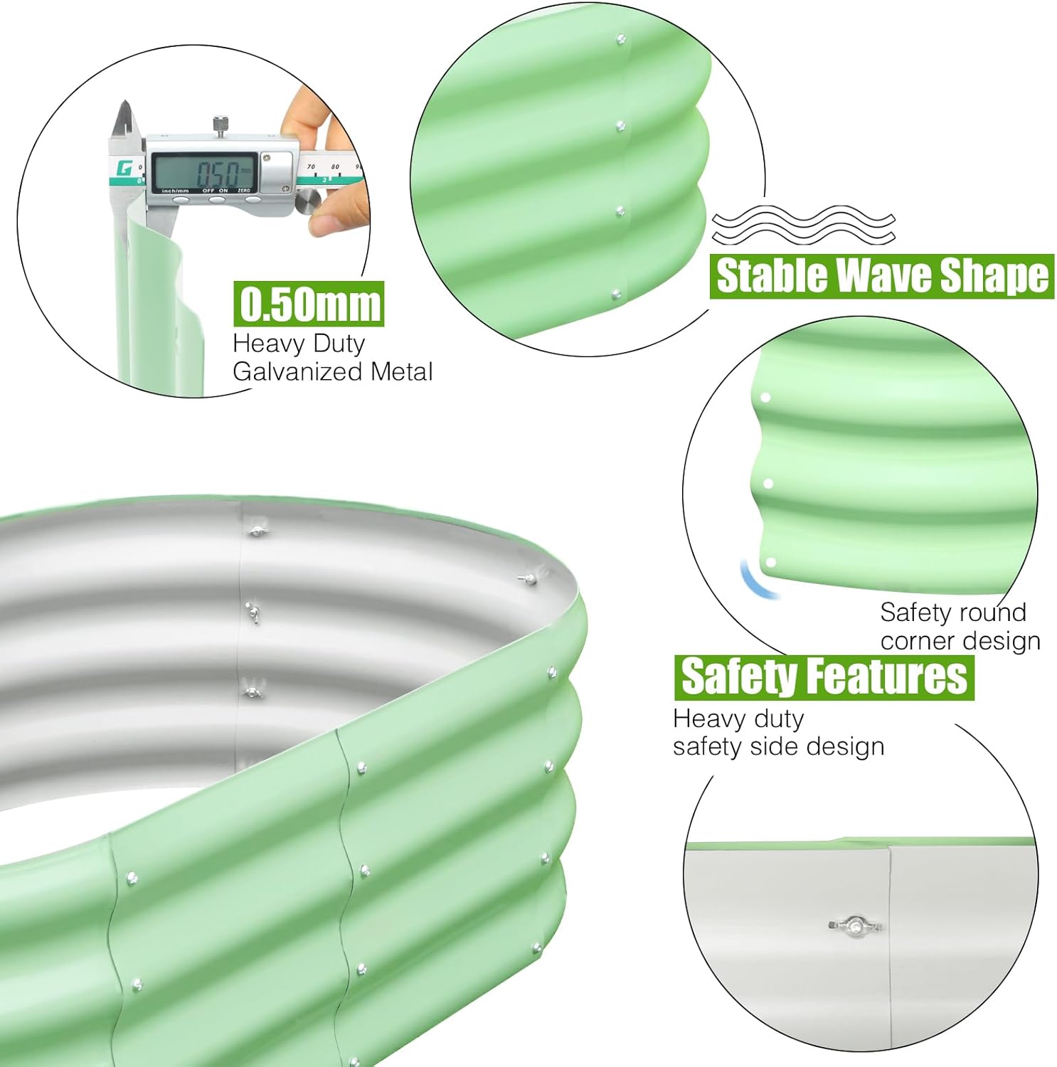 SnugNiture 4x2x1ft Oval Metal Garden Bed, 2 Pcs 4x2x1ft Galvanized Raised Garden Bed