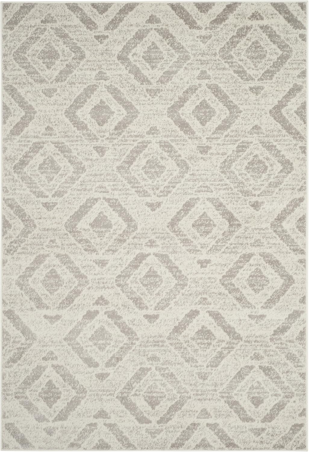 SAFAVIEH Skyler Collection 3' x 5' Ivory/Grey SKY190H Boho Diamond Distressed Non-Shedding Living Room Bedroom Accent Rug